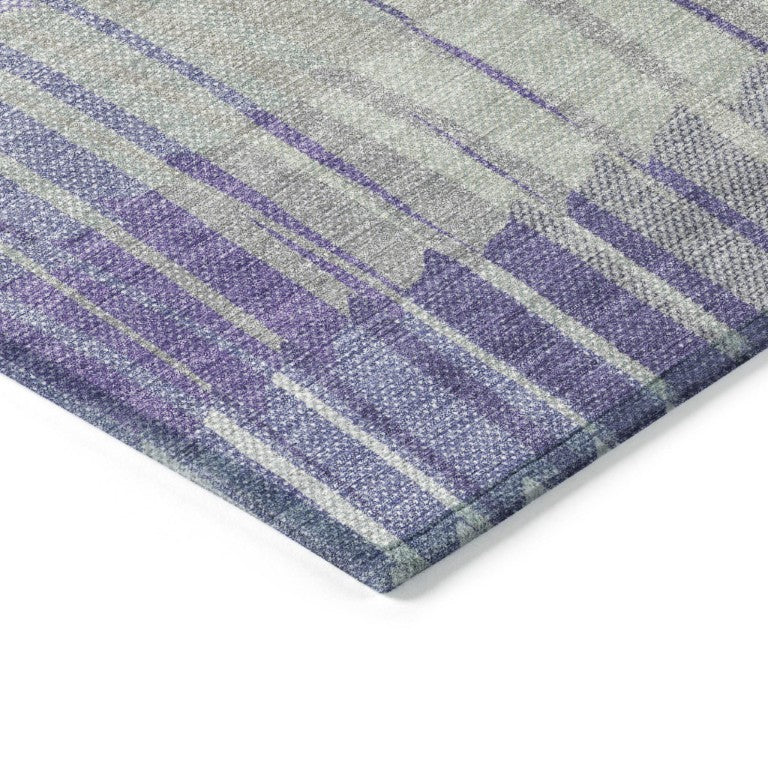 HomeRoots Striped Polyester Area Rug Machine Washable for Indoor Outdoor Patio Porch or Living Room 10' x 14' 641439