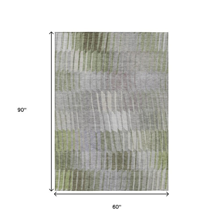 HomeRoots Striped Washable Polyester Indoor Outdoor Area Rug for Patio Porch or Living Room Decor 10' x 14' 641451