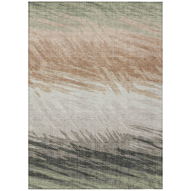 HomeRoots Striped Washable Polyester Area Rug for Indoor Outdoor Patio Porch or Living Room Use 10' x 14' 641487