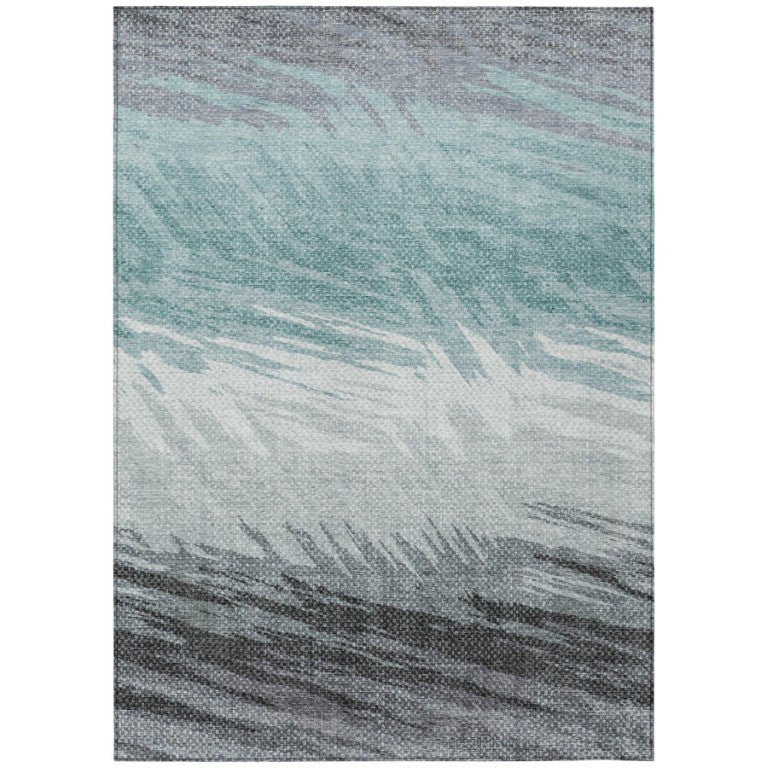 HomeRoots Coastal Stripe Polyester Area Rug Washable Indoor Outdoor for Patios and Living Rooms 8' x 10' 641503