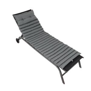 English Elm 2PCS 72.8" Chaise Lounge Cushions Grey - Outdoor Patio Replacement Set with Straps, Removable Covers, Plush Sponge Comfort W419P182869