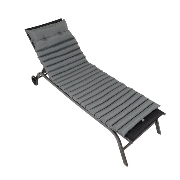 English Elm 2PCS 72.8" Chaise Lounge Cushions Grey - Outdoor Patio Replacement Set with Straps, Removable Covers, Plush Sponge Comfort W419P182869