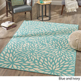 Christopher Knight Home® - Noble House - Claus Indoor Floral 5 X 8 Area Rug, Blue and Ivory