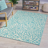 Christopher Knight Home® - Noble House - Claus Indoor Floral 5 X 8 Area Rug, Blue and Ivory