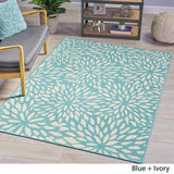 Christopher Knight Home® - Noble House - Claus Indoor Floral 5 X 8 Area Rug, Blue and Ivory