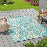 Christopher Knight Home® - Noble House - Claus Indoor Floral 5 X 8 Area Rug, Blue and Ivory