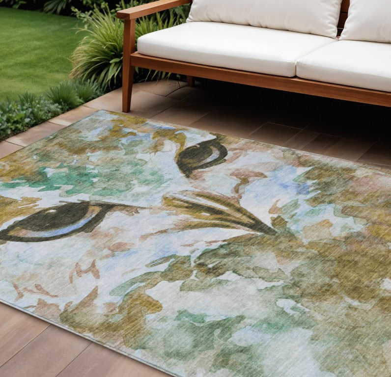 Owl Pattern Washable Polyester Area Rug for Indoor Outdoor Rustic Cottage Living Spaces