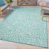 Christopher Knight Home® - Noble House - Claus Indoor Floral 8 X 11 Area Rug, Blue and Ivory