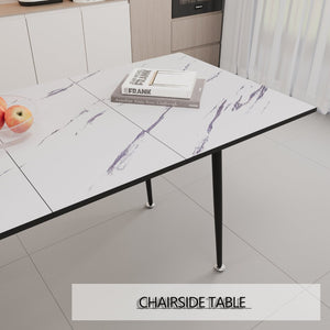 English Elm 47"-63" Extendable Mdf Dining Table Set with Pu Leather Chairs for Six W2189S00924