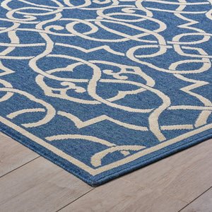 English Elm Christopher Knight Home® - MERIDIAN Navy & Ivory Outdoor Rug 5'3" x 7'6" - Machine Woven Polypropylene, Durable Loop Pile, UV Safe 64158.00