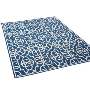 English Elm Christopher Knight Home® - MERIDIAN Navy & Ivory Outdoor Rug 5'3" x 7'6" - Machine Woven Polypropylene, Durable Loop Pile, UV Safe 64158.00
