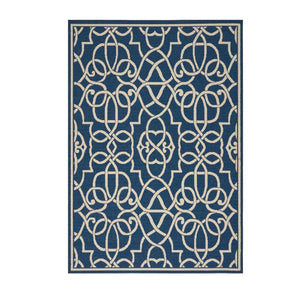 English Elm Christopher Knight Home® - MERIDIAN Navy & Ivory Outdoor Rug 5'3" x 7'6" - Machine Woven Polypropylene, Durable Loop Pile, UV Safe 64158.00