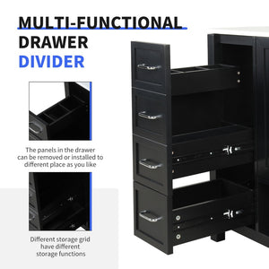English Elm 36" Freestanding Bathroom Vanity Solid Wood Mdf Cabinet Ceramic Undermount Sink Open Shelf Black N725P364203B