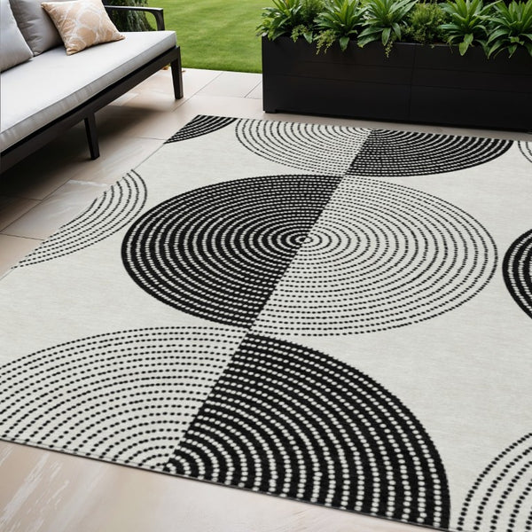 Geometric Polyester Area Rug Washable Stain Resistant Indoor Outdoor High Traffic Spaces
