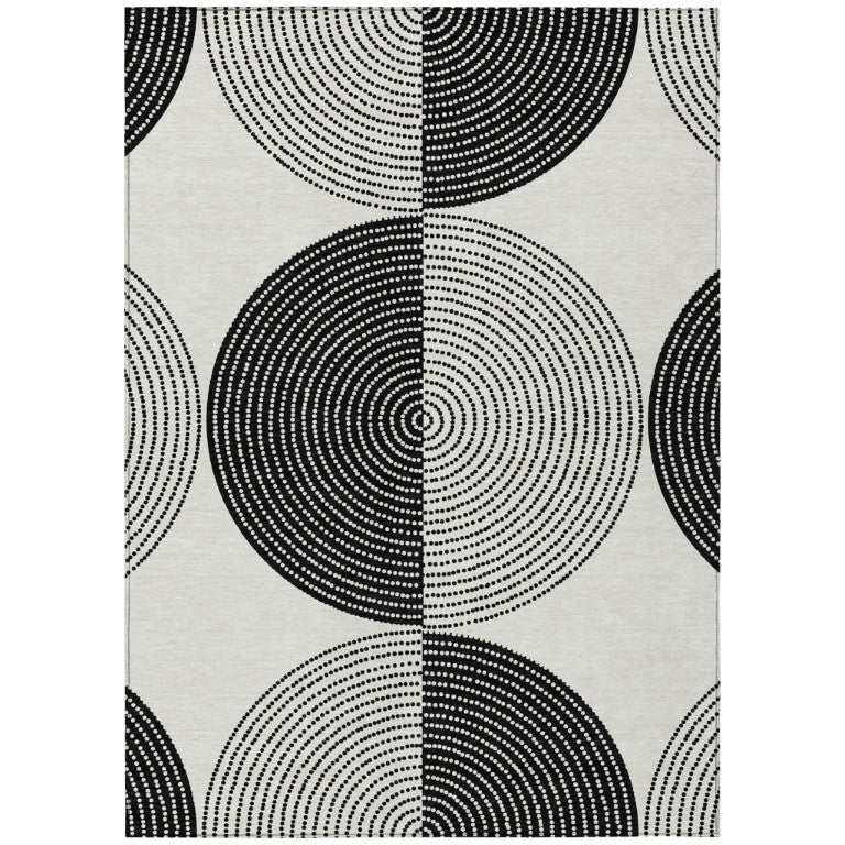 HomeRoots Geometric Polyester Area Rug Washable Stain Resistant Indoor Outdoor High Traffic Spaces 8' x 10' 641623
