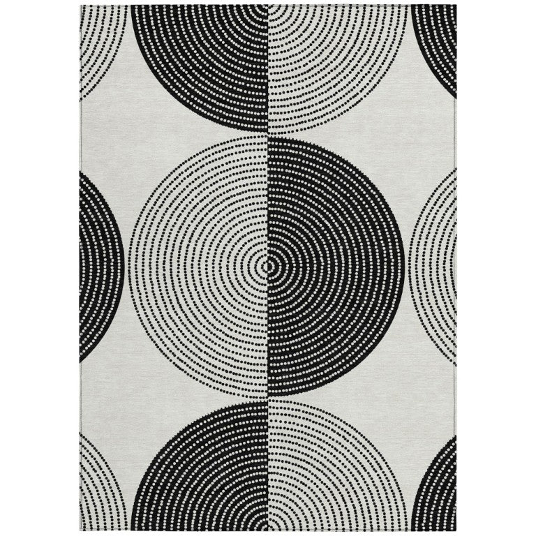 HomeRoots Geometric Polyester Area Rug Washable Stain Resistant Indoor Outdoor High Traffic Spaces 8' x 10' 641623