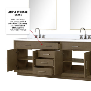 English Elm Grey Oak Double Bath Vanity 80" With Cultured Marble Top, Chrome Faucets, Mirrors & Storage Solutions B2731S01813