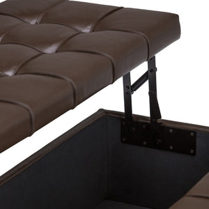 36 Inch Faux Leather Tufted Storage Ottoman for Living Room Hidden Space Inside