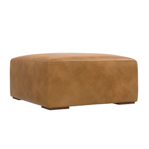 34 Inch Round Leather Storage Ottoman Footrest for Living Room Sienna Tufted