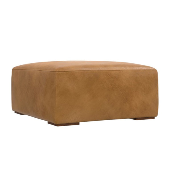 34 Inch Round Leather Storage Ottoman Footrest for Living Room Sienna Tufted