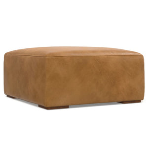 34 Inch Round Leather Storage Ottoman Footrest for Living Room Sienna Tufted