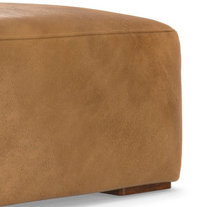 34 Inch Round Leather Storage Ottoman Footrest for Living Room Sienna Tufted