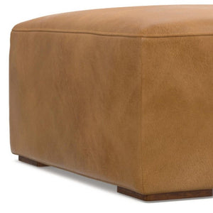 34 Inch Round Leather Storage Ottoman Footrest for Living Room Sienna Tufted