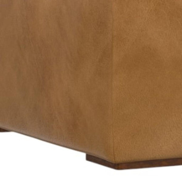 34 Inch Round Leather Storage Ottoman Footrest for Living Room Sienna Tufted