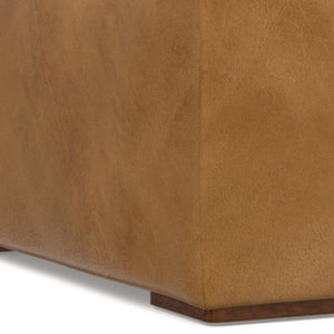 34 Inch Round Leather Storage Ottoman Footrest for Living Room Sienna Tufted