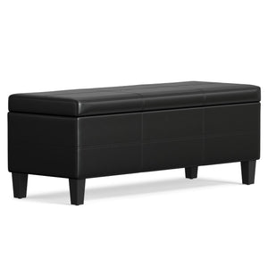 48 Inch Faux Leather Flip Top Storage Bench Solid Wood Base Entryway Seating
