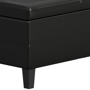 48 Inch Faux Leather Flip Top Storage Bench Solid Wood Base Entryway Seating