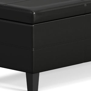 48 Inch Faux Leather Flip Top Storage Bench Solid Wood Base Entryway Seating