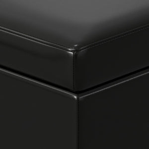 48 Inch Faux Leather Flip Top Storage Bench Solid Wood Base Entryway Seating
