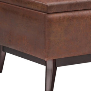 34 Inch Faux Leather Storage Ottoman Tufted Footrest for Stylish Living Room Decor