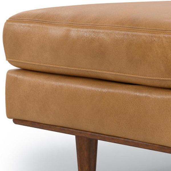 33 Inch Genuine Leather Cocktail Ottoman Stylish Living Room Accent Footrest