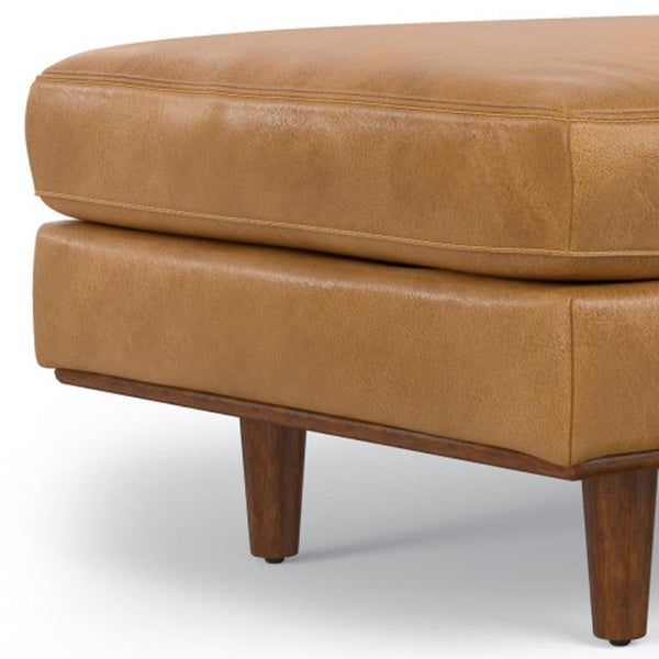 33 Inch Genuine Leather Cocktail Ottoman Stylish Living Room Accent Footrest