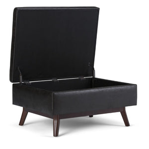 34 Inch Faux Leather Storage Ottoman Tufted Footrest for Stylish Living Room Decor