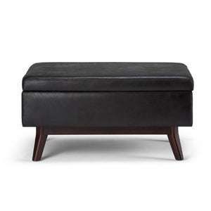 34 Inch Faux Leather Storage Ottoman Tufted Footrest for Stylish Living Room Decor
