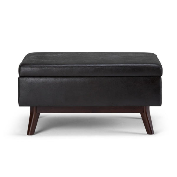 34 Inch Faux Leather Storage Ottoman Tufted Footrest for Stylish Living Room Decor