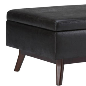 34 Inch Faux Leather Storage Ottoman Tufted Footrest for Stylish Living Room Decor
