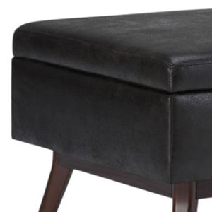 34 Inch Faux Leather Storage Ottoman Tufted Footrest for Stylish Living Room Decor