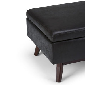 34 Inch Faux Leather Storage Ottoman Tufted Footrest for Stylish Living Room Decor