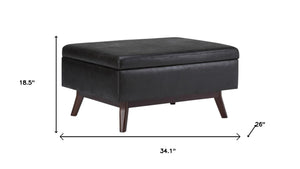 34 Inch Faux Leather Storage Ottoman Tufted Footrest for Stylish Living Room Decor