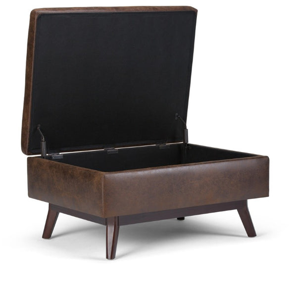 34 Inch Faux Leather Storage Ottoman Tufted Footrest Bench for Living Room Bedroom