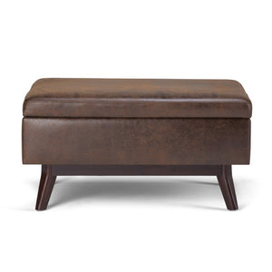 34 Inch Faux Leather Storage Ottoman Tufted Footrest Bench for Living Room Bedroom