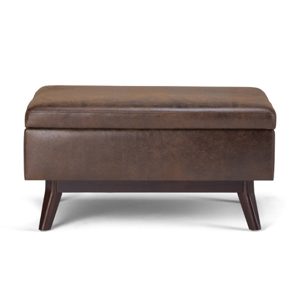 34 Inch Faux Leather Storage Ottoman Tufted Footrest Bench for Living Room Bedroom