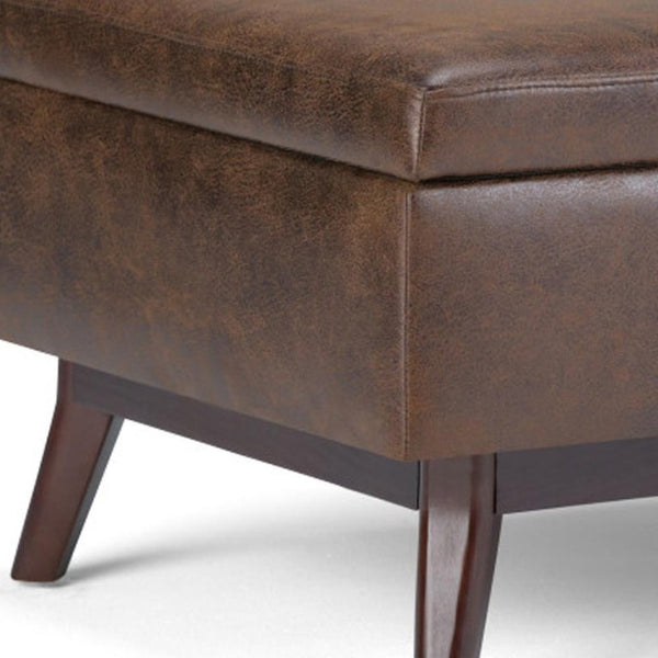 34 Inch Faux Leather Storage Ottoman Tufted Footrest Bench for Living Room Bedroom