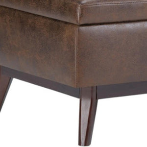 34 Inch Faux Leather Storage Ottoman Tufted Footrest Bench for Living Room Bedroom
