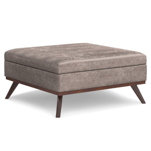 40 Inch Faux Leather Storage Ottoman Tufted Cocktail Bench Seat for Living Room Use