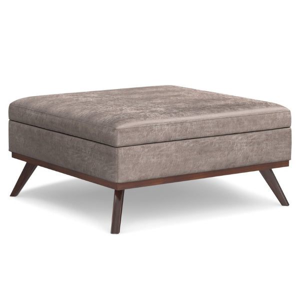 40 Inch Faux Leather Storage Ottoman Tufted Cocktail Bench Seat for Living Room Use